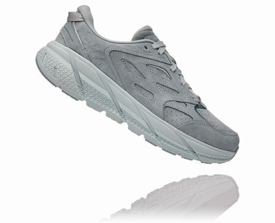 Hoka One One All Gender Clifton L Suede - Tenis Caminhada Homem - Cinzentas/Azuis, MB21357